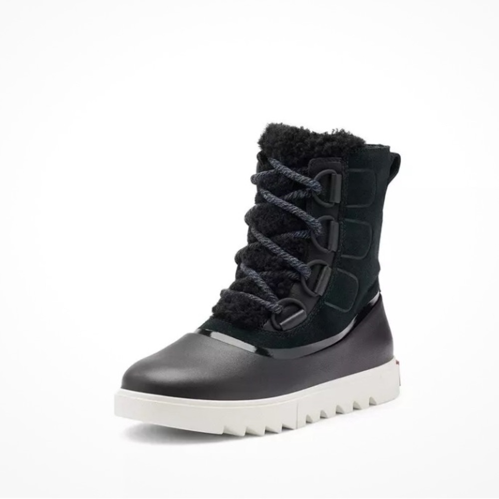 Sorel Women's Joan of Arctic Leather & Suede Winter Boot Black Sea Salt, US 8.5